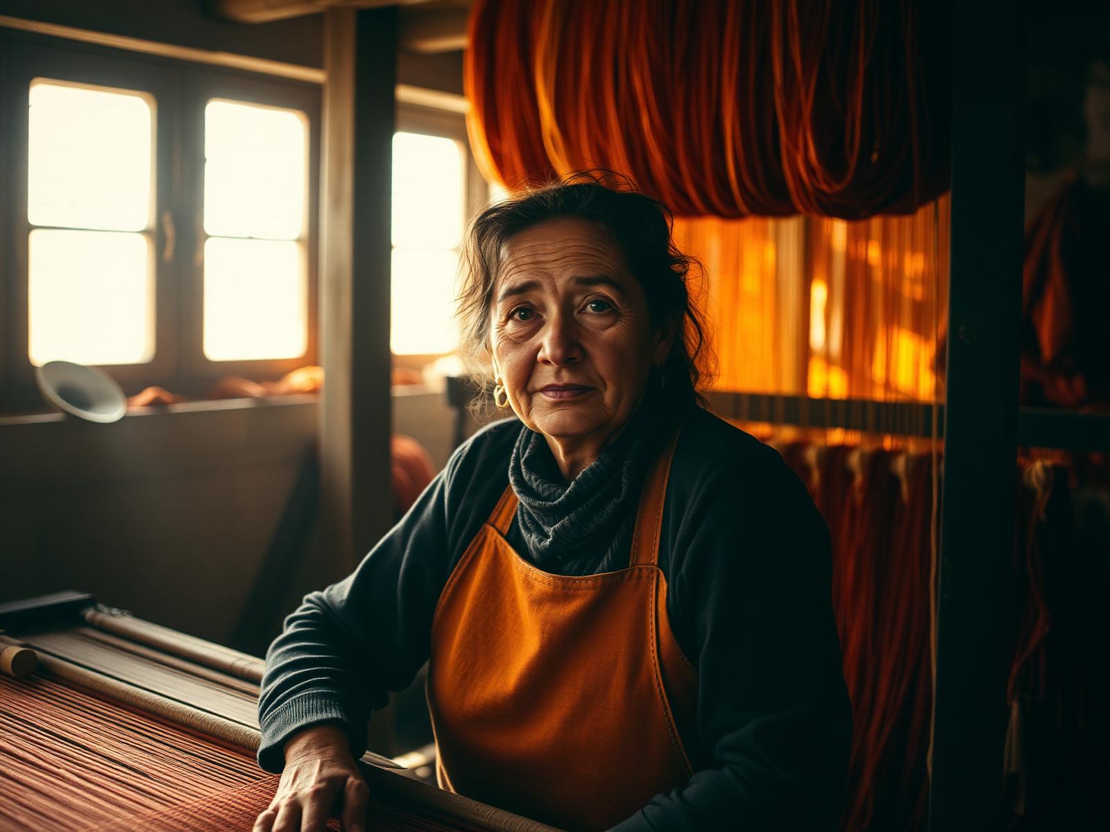 A Taraa weaver in her workshop